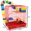 Ver imagem 2 de Gaiola Hamster 3 Andares Colorida com Casa Tubos e Rodinha - Vermelha