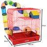 Gaiola Hamster 3 Andares Colorida com Casa Tubos e Rodinha - Vermelha - 2