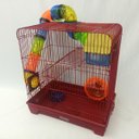 Ver imagem 6 de Gaiola Hamster 3 Andares Colorida com Casa Tubos e Rodinha - Vermelha