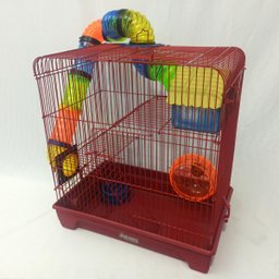 Gaiola Hamster 3 Andares Colorida com Casa Tubos e Rodinha - Vermelha - 6