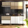 Armário De Cozinha Modulado 4 Peças Vidro Reflecta Carvalho Off White Cetim Lírio Shop JM - 1