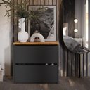 Ver imagem 2 de Sapateira para Quarto ou Hall com 2 Portas Basculantes Moderna Mel - Preto com Freijó