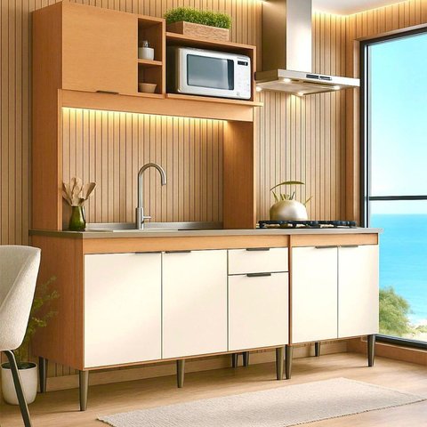 Cozinha Compacta 123cm com Balcão Cooktop Elegance