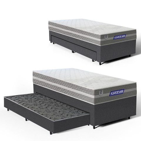 Cama Box com Colchão Gazin de Molas Ensacadas One Face Air Up + Auxiliar de Espuma Solteiro 88cm