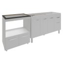 Ver imagem 4 de Balcão Cozinha Gabinete de Pia 140 Cm Camila e Balcão Evelyn para Fogão Cooktop 5 Bocas e Forno Elét