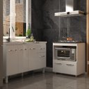Ver imagem 2 de Balcão Cozinha Gabinete de Pia 140 Cm Camila e Balcão Evelyn para Fogão Cooktop 5 Bocas e Forno Elét
