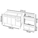 Ver imagem 6 de Balcão Cozinha Gabinete de Pia 140 Cm Camila e Balcão Evelyn para Fogão Cooktop 5 Bocas e Forno Elét