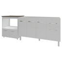 Ver imagem 1 de Balcão Cozinha Gabinete de Pia 140 Cm Camila e Balcão Evelyn para Fogão Cooktop 5 Bocas e Forno Elét