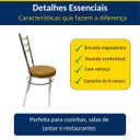 Ver imagem 2 de Combo 3 Cadeiras de Cozinha Redonda com Reforço Cromada Assento Grosso Cor Caramelo