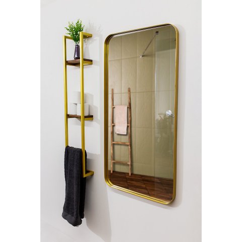 ESPELHO LUXO RETANGULAR RETRÔ 90X60CM BANHEIRO SALA QUARTO HALL MOLDURA DOURADO
