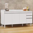 Ver imagem 1 de Balcão Gabinete para Pia com Tampo 160cm Arkansas Branco - Lumil Lumil Móveis