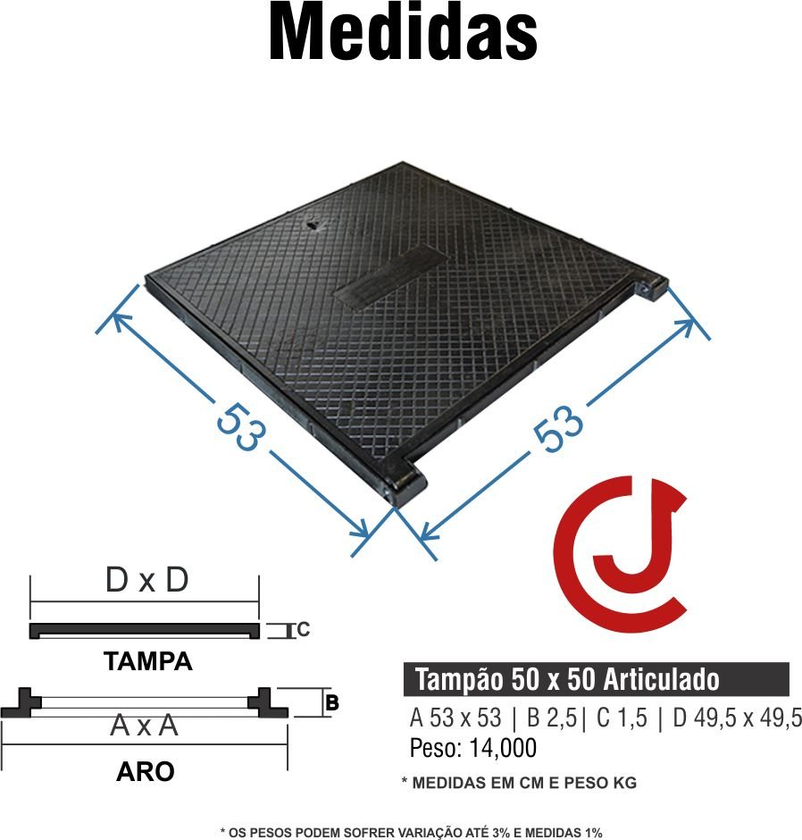 Tampa Tampão Cisterna Elétrica Gordura 50cm Ferro Articulada - 3