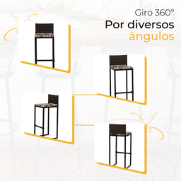 Kit 4 Bancos Quadrado Junco Argila para Bancada Alta Cozinha Área Gourmet Bistrô Piscina Bar - 5
