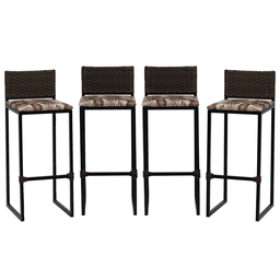 Kit 4 Bancos Quadrado Junco Argila para Bancada Alta Cozinha Área Gourmet Bistrô Piscina Bar - 1