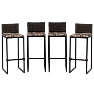 Kit 4 Bancos Quadrado Junco Argila para Bancada Alta Cozinha Área Gourmet Bistrô Piscina Bar