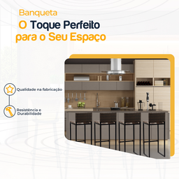 Kit 4 Bancos Quadrado Junco Argila para Bancada Alta Cozinha Área Gourmet Bistrô Piscina Bar - 3