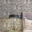 Ver imagem 2 de Papel de Parede Textura 3D Futurista Cinza com Dourado-60x300cm