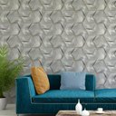 Ver imagem 1 de Papel de Parede Textura 3D Futurista Cinza com Dourado-60x300cm