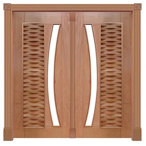 Portal Pivotante Madeira Maciça Cedro Arana Ripada para Vidro em Arco 305 Casmavi-215AX192L