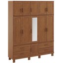 Ver imagem 7 de Guarda Roupa Casal com Espelho 11 Portas 4 Gavetas Madeira Maciça Lorie F06 Castanho - Lyam Decor