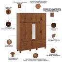 Ver imagem 5 de Guarda Roupa Casal com Espelho 11 Portas 4 Gavetas Madeira Maciça Lorie F06 Castanho - Lyam Decor