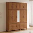 Ver imagem 3 de Guarda Roupa Casal com Espelho 11 Portas 4 Gavetas Madeira Maciça Lorie F06 Castanho - Lyam Decor