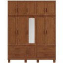 Ver imagem 2 de Guarda Roupa Casal com Espelho 11 Portas 4 Gavetas Madeira Maciça Lorie F06 Castanho - Lyam Decor