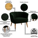 Ver imagem 3 de Poltrona Decorativa para Recepção Pés de Madeira Resiste Tecido Veludo Macia