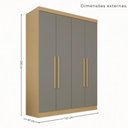Ver imagem 3 de Guarda-Roupa Casal Modulado Canto com Espelho 11 Portas 4 Gavetas Multimóveis Madeirado/Cinza