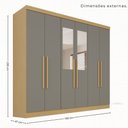 Ver imagem 5 de Guarda-Roupa Casal Modulado Canto com Espelho 11 Portas 4 Gavetas Multimóveis Madeirado/Cinza