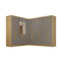 Ver imagem 2 de Guarda-Roupa Casal Modulado Canto com Espelho 11 Portas 4 Gavetas Multimóveis Madeirado/Cinza