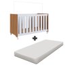 Berço com Colchão Rodinhas Altura Regulável 64 X 133 Cm Marrom Branco Manny Shop Jm - 2