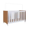 Berço com Colchão Rodinhas Altura Regulável 64 X 133 Cm Marrom Branco Manny Shop Jm - 1
