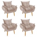 Ver imagem 1 de Kit 4 Poltronas Decorativa Opala Pés Palito Veludo Palha Chamby Móveis