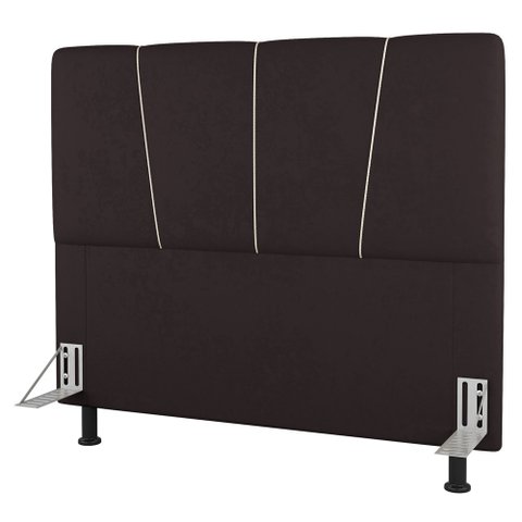 Cabeceira Cama Box Solteiro Amber 90cm Estofada Suede Marrom - Desk Design