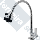Ver imagem 2 de Torneira de Cozinha Gourmet Mesa Bancada Bica Móvel Flexível Inox Arejador 2 Jatos 1/4 de Volta C77