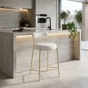 Ver imagem 1 de Banqueta Cozinha Média com Encosto Industrial Champanhe Londres PU D03 - D'Rossi