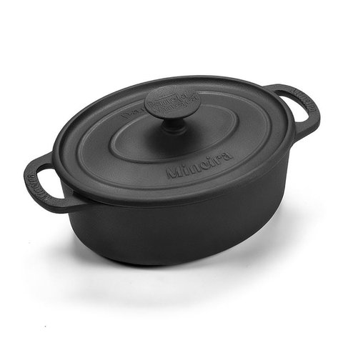 Caçarola Oval Estilo Preta Ferro Panela Mineira 26x20cm 3,5l