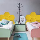 Ver imagem 1 de Cabeceira Painel Modulado Colmeia Blogueirinha Estofada 90Cm Solteiro Suede Amarelo