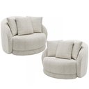 Ver imagem 1 de Kit 02 Poltronas Decorativa para Sala de Estar Base Giratória Witta M03 Bouclê Branco - Lyam Decor