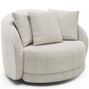 Ver imagem 3 de Kit 02 Poltronas Decorativa para Sala de Estar Base Giratória Witta M03 Bouclê Branco - Lyam Decor