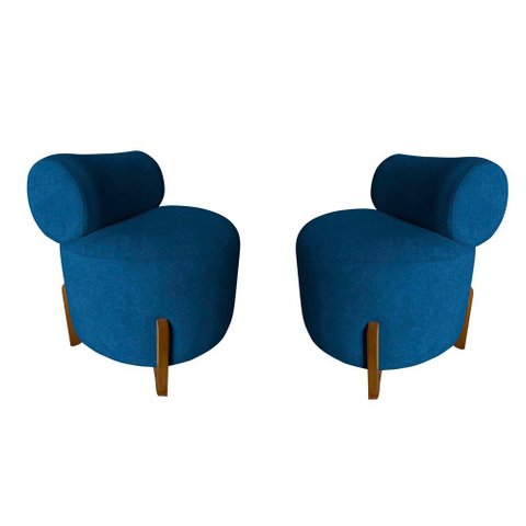 Kit 2 Poltronas Decorativa Mônaco Couro Azul Marinho