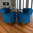 Ver mais imagens de Kit 2 Poltronas Decorativa Mônaco Couro Azul Marinho