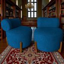 Ver imagem 7 de Kit 2 Poltronas Decorativa Mônaco Couro Azul Marinho