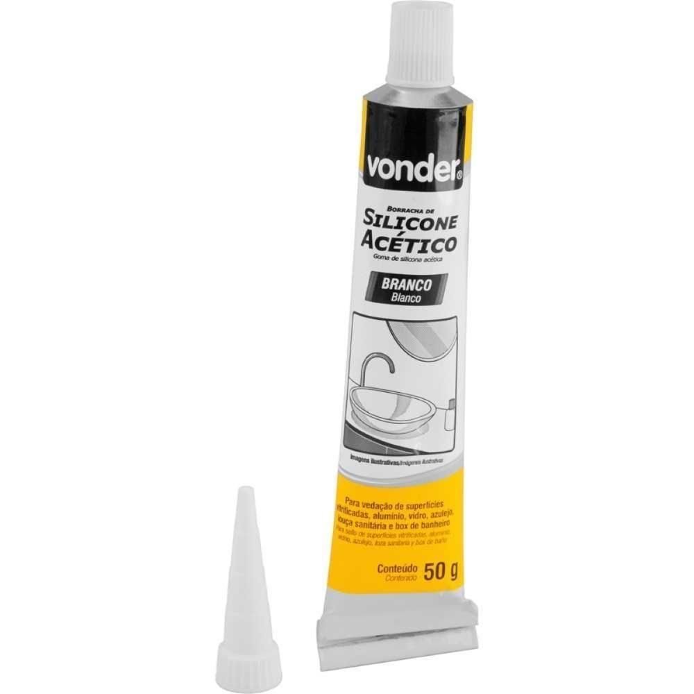 Borracha Silicone Branco 50g Acético Blister Vonder - 1
