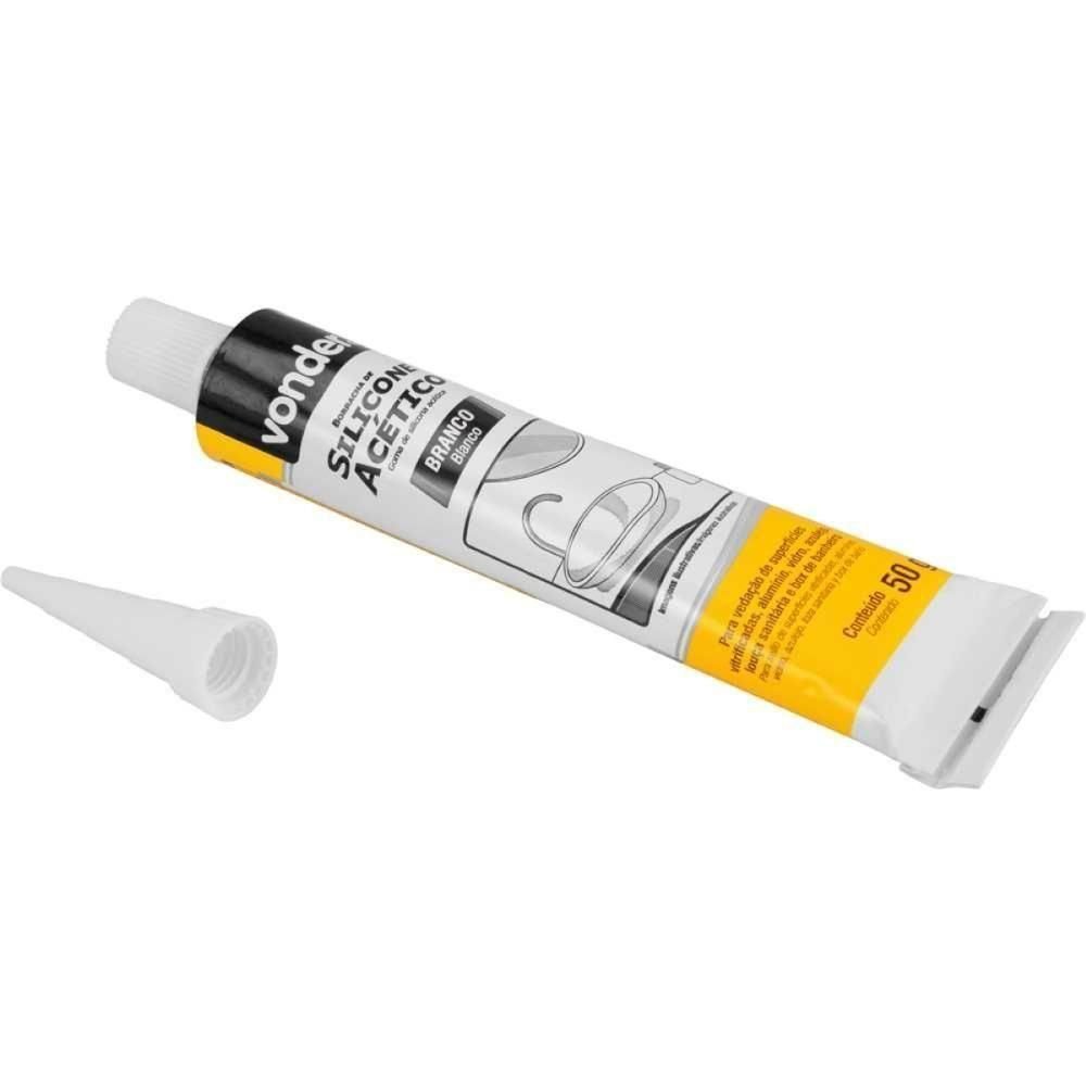 Borracha Silicone Branco 50g Acético Blister Vonder - 6