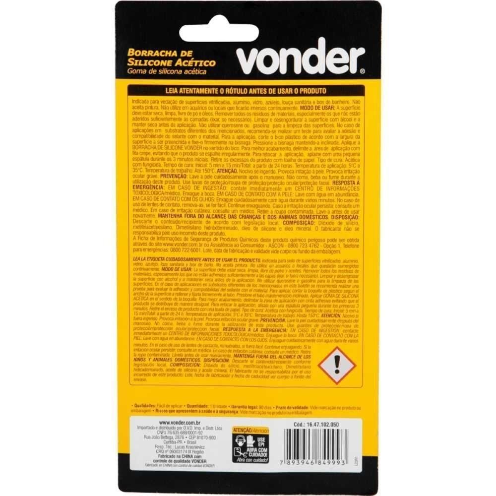 Borracha Silicone Branco 50g Acético Blister Vonder - 5