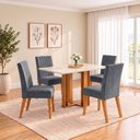 Ver imagem 1 de Conjunto Sala de Jantar Mesa Manu 120cm Tampo MDF Canto Reto 4 Cadeiras Lily