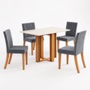 Ver imagem 2 de Conjunto Sala de Jantar Mesa Manu 120cm Tampo MDF Canto Reto 4 Cadeiras Lily