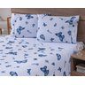 Jogo Lençol 4 Peças Cama Viúva 2,03mx1,20mx30cm 100% Algodão 180 Fios Ponto Palito Borboletas Azul - 1